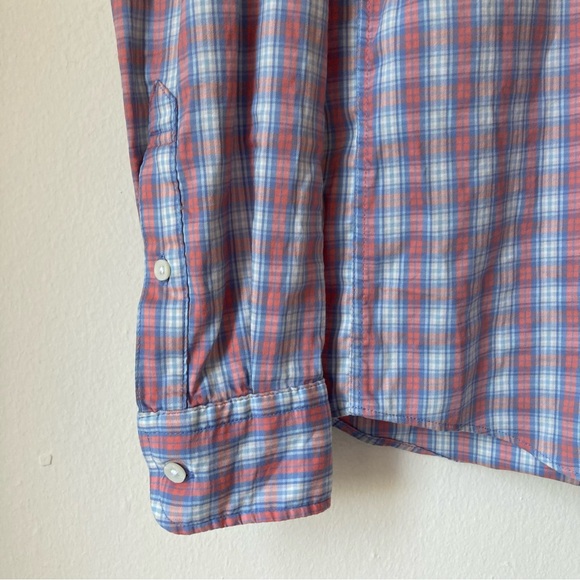 Faherty Men's Blue and Pink Plaid Casual Button Down Shirt Cotton/ Nylon Size S - Picture 7 of 12